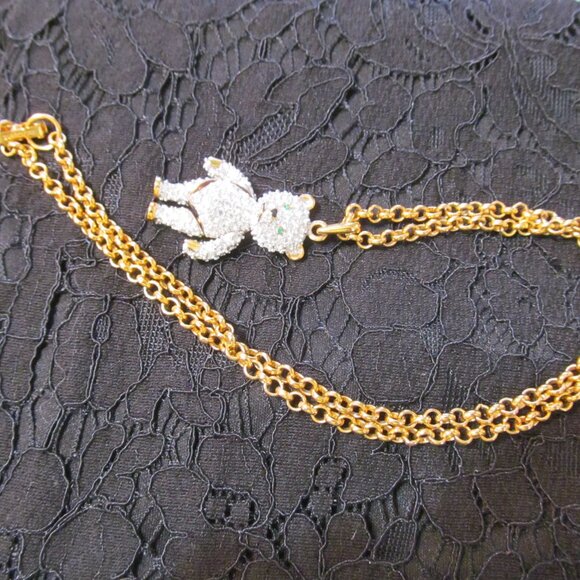 SWAROVSKI Swan Signed Jointed Crystal Teddy Bear Pendant Necklace Retired - Picture 6 of 16